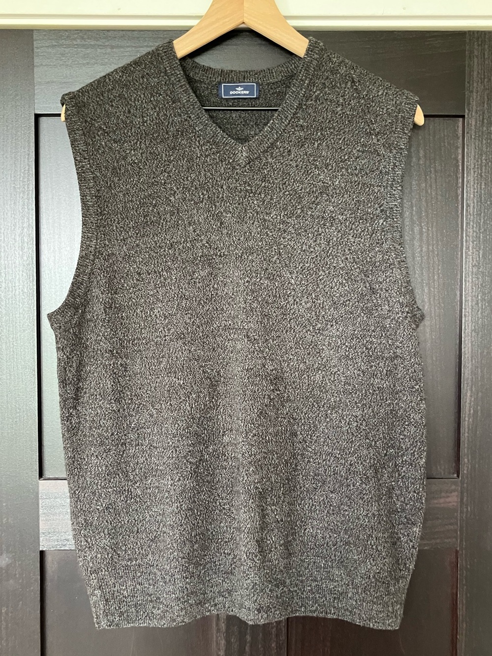 Dockers Men's Dark Charcoal V-Neck Knit Sweater Vest